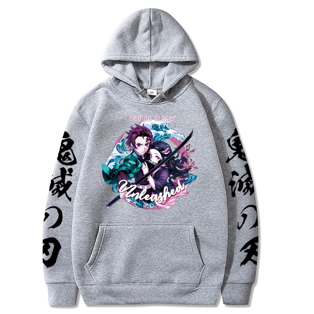 Anime Hoodies Demon Slayer Hoodie Oversize Sweatshirt for Men Hooded Sweatshirts Unisex Printed Pullover Streetwear Men Clothing