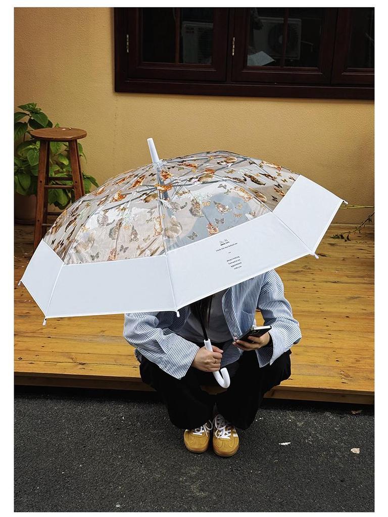 Прозрачный милый зонт-кошка - Стильный полуавтоматический с длинной ручкой для женщин