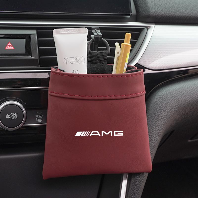 Car Air Outlet Storage Bag Leather Organizer Box Accessories Car Hub Cap For Mercedes Benz AMG W214 W205 W204 W206 W213 W212 W21