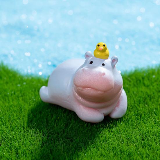 Миниатюрная фигурка бегемота, мини-мультяшный бегемот, украшение своими руками, микропейзаж, сказочный сад, животное, смоляная статуэтка, украшение