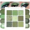 Палетка теней для век Avocado Green, Нейтральные матовые и мерцающие эффекты, Три текстуры в лесных зеленых тонах, Высокопигментированные, Водостойкие и устойчивые к поту