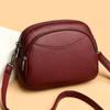 Retro Double Zipper Shoulder Crossbody Bags For Women Solid Color PU Leather Ladies Messenger Bag Luxury Designer Small Handbags