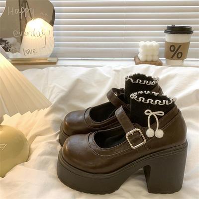 Женские туфли Мэри Джейн на толстом каблуке 8,5 см, черные, коричневые, в японском стиле кавайной Лолиты, школьная форма, повседневная одежда для офиса, летняя обувь Preppy JK