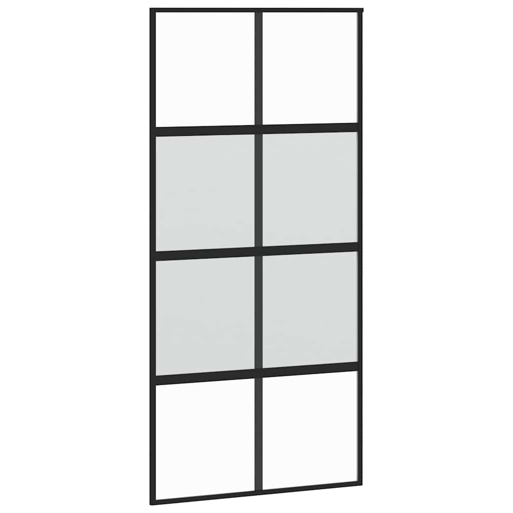 Vidaxl Drzwi Przesuwne, Czarne, 102,5X205Cm, Szkło Hartowane Aluminium