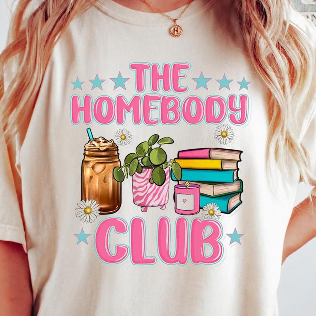 The Homebody Club Shirt, Cozy Book Lover Tee, Introvert Graphic Shirt, Reading Lover Gift, Cute Stay Home Apparel, Comfort Reader Tee