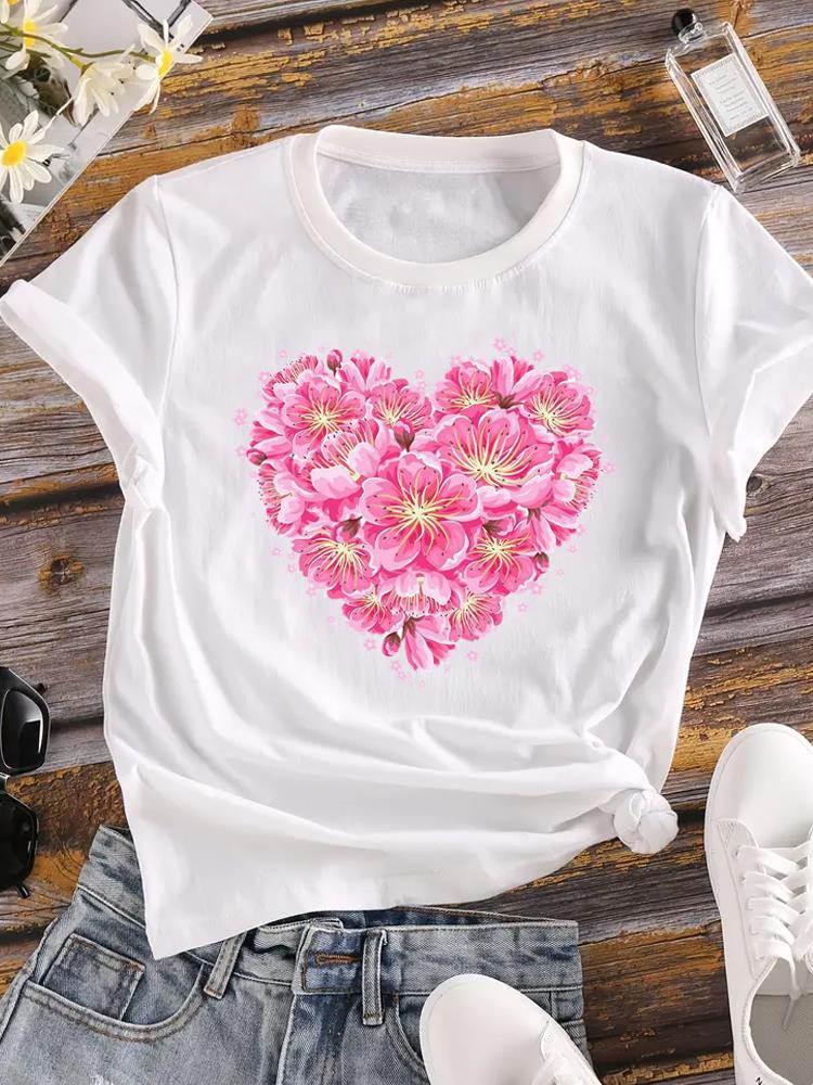 (Asian Size) Women watercolor trend cue 90s Clothing Casual Tees Top Short Sleeve T Shirt tee Fashion Print Ladies Female Graphic T-shirts