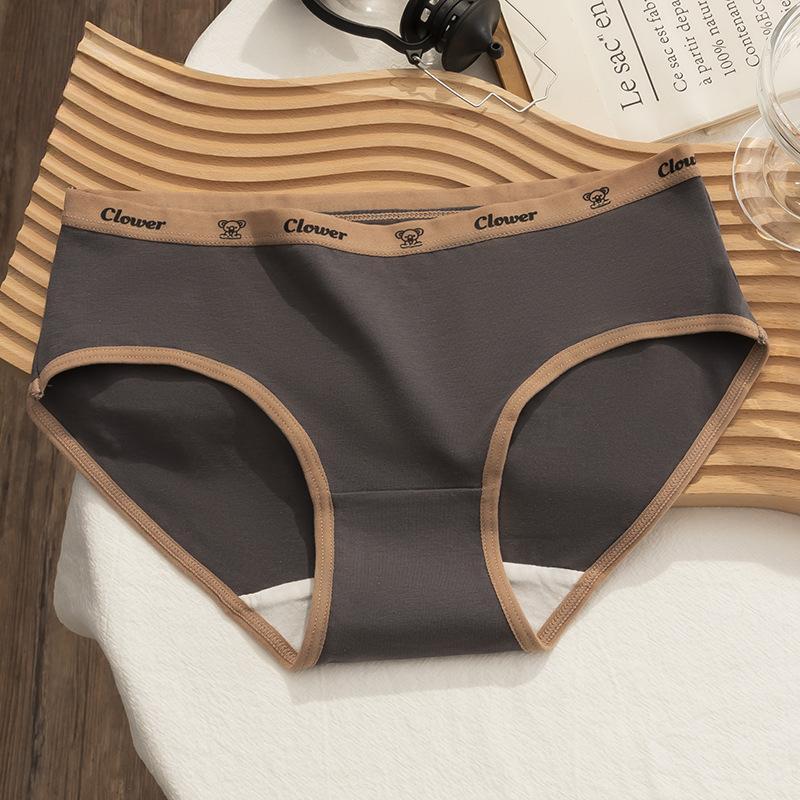 Women's Cotton Mid Waist Alphabet Color Panties Soft Breathable Triangle Pants