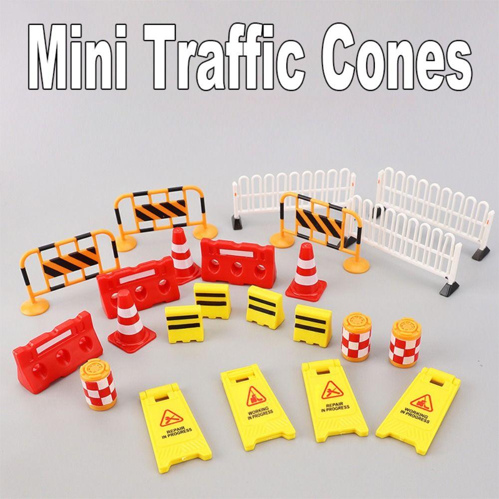 Early Teaching Kids Cognition Road Block Fences Road Signs Mini Traffic Cones Street Scene Model