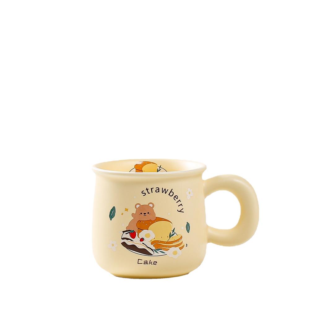 Cartoon Cute Beige Bear Ceramic Coffee Milk Cup Student Dormitory Drinking Water Cups High Appearance Level Mug Office Water Cup