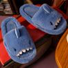 Autumn And Winter Cartoon Shark Wool Slippers For Women Soft Home Men's Indoor Household Open Toe Plush Cotton Slippers