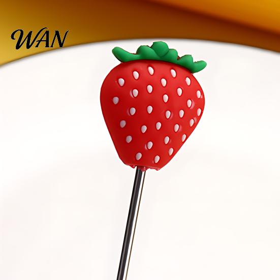 Cartoon Fruit Stirrer Cocktail Stir Stick, Stainless Steel Mixing with Durian Pineapple Strawberry Watermelon Rubber Top Decor, Drink for Bar Milk Tea
