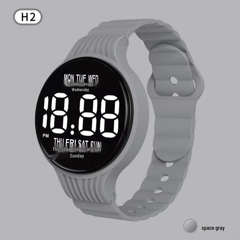 Светодиодные светящиеся цифровые спортивные часы H2 – Круглые, дизайн интернет-знаменитости для студентов