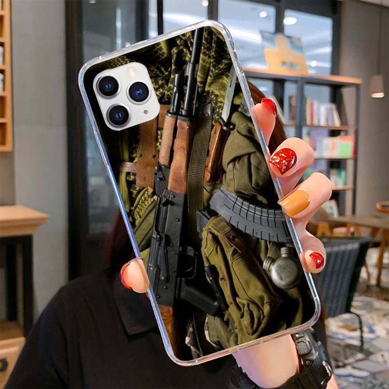 Чехол для телефона AK47 с пистолетом и пулями для iPhone 11 12 13 Mini Pro Max 8 7 6 6S Plus X 5 SE 2020 XR XS