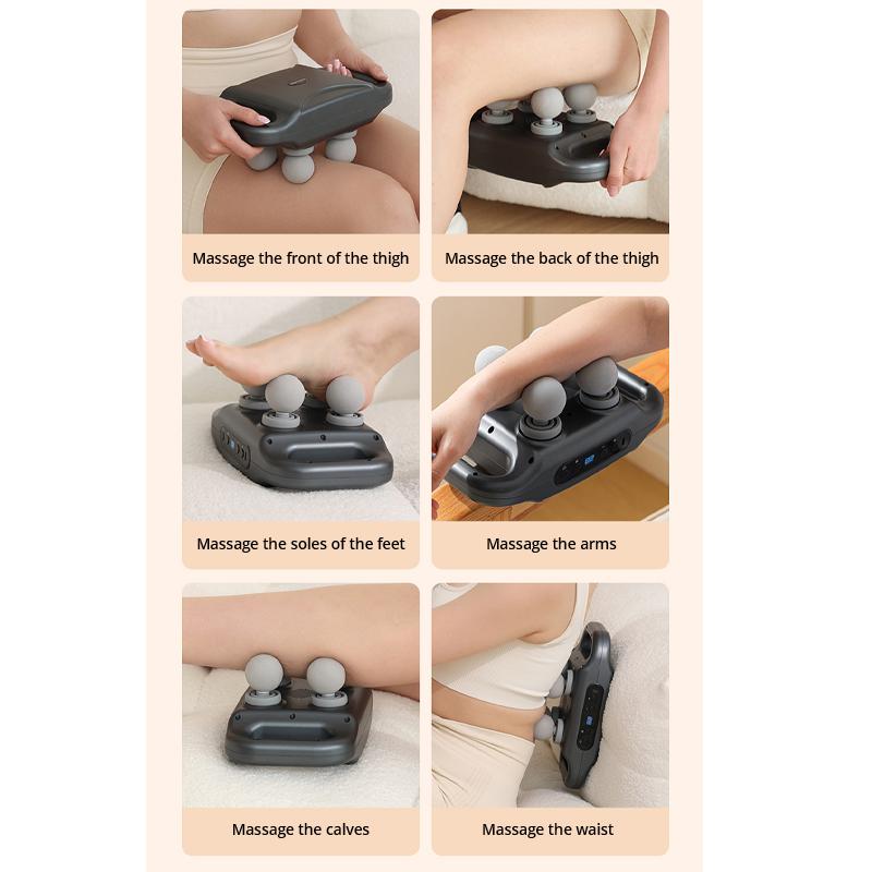 Беспроводной удобный массажный пистолет с 4 головками, массажный инструмент для шеи, шейного отдела позвоночника, массажное оборудование для релаксации мышц