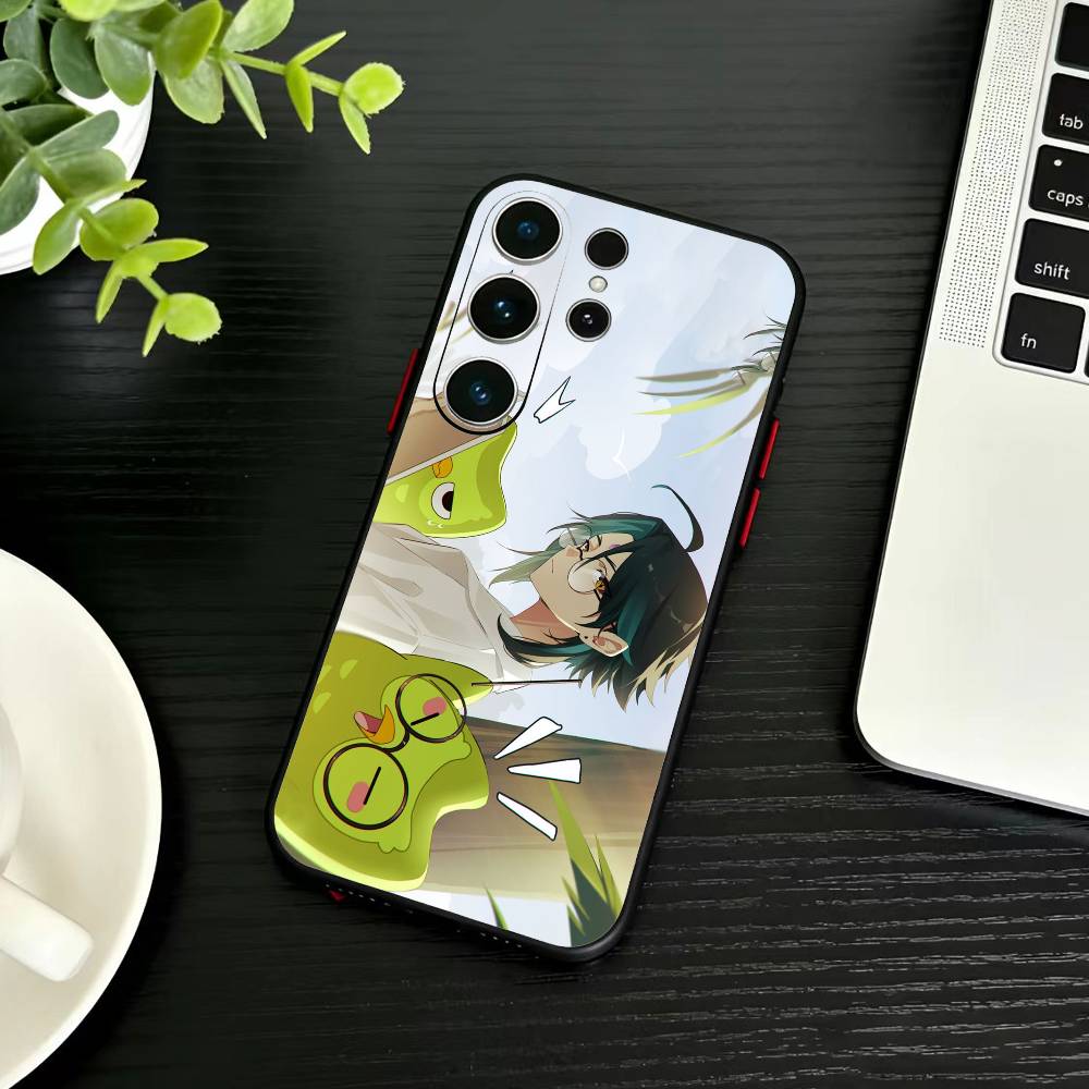 Чехол для телефона Genshin Y-Каэдэхара Кадзуха для Samsung S26, S25, S24, S23, S22, S30, S21, Ultra, Plus, FE 5G, Черный, Мягкий