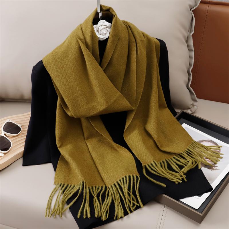 New Winer Warm Cashmere Scarf for Women Fashion Solid Thick Blanket Pashmina Shawl Wrap Female Bufanda Echarpe Foulard