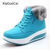 Women Fashion Winter Boots with Fur High Top Platform Ankle Boots Blue Casual Wedges Swing Shoes X974 5