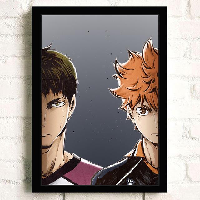 Каркас из цельного дерева, японское аниме Haikyuu! Волейбольная настенная живопись на холсте, плакаты на скандинавскую тему и печатные изображения, современное украшение для гостиной и дома