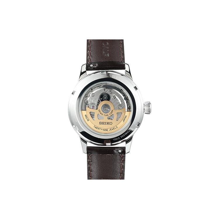 Seiko Мужские часы с механическим механизмом и кожаным ремешком Зеленый циферблат SSA459J1