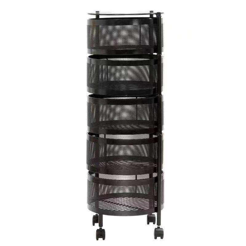 TEMU Round Multi-Layer Rotating Kitchen Rack - Floor-Standing Fruit and Snack Storage Basket