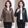 Spring/Autumn 2025 Women's Hooded PU Leather Short Coat - Stylish Zipper Jacket for Young Moms.