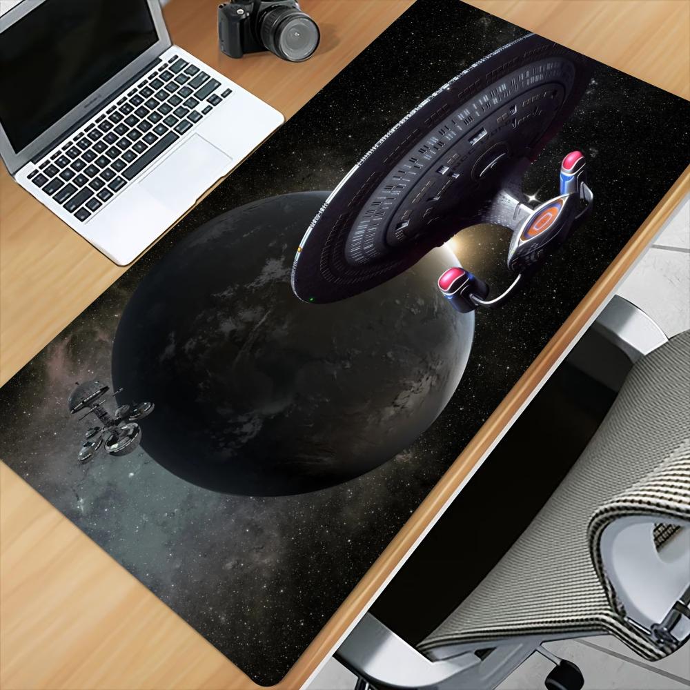 Desk Mat Sci Fi Spaceship Galaxy Print Anti Slip Rubber Mousepad Stitched Edge Keyboard Pad For Pc Laptop Gamers Accessory