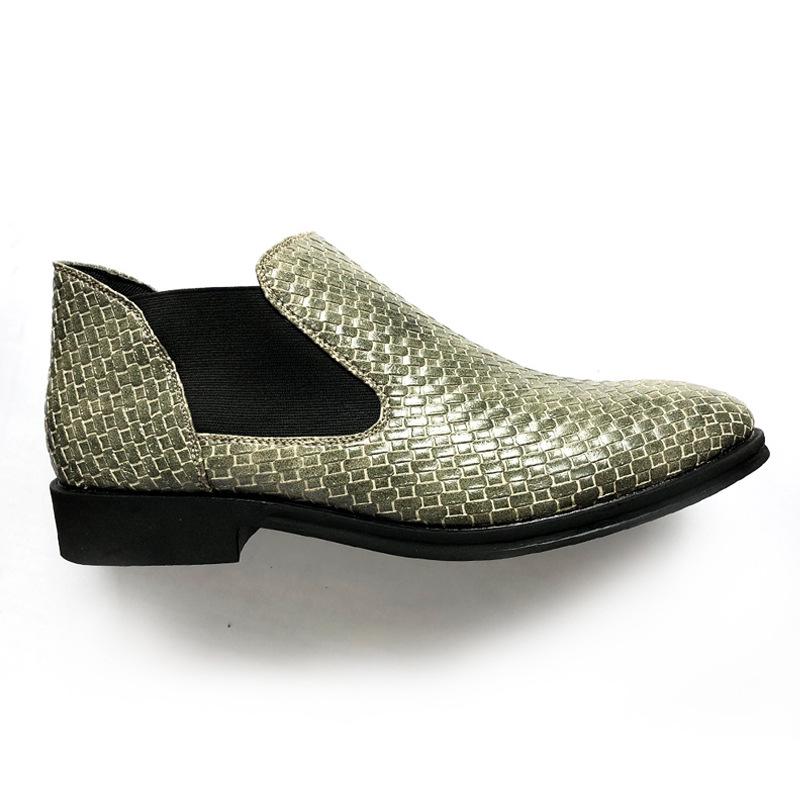 Модные мужские ботинки челси из плетения, ретро-ботинки для мужчин, повседневная эластичная кожаная мужская обувь, новинка осени, мужская официальная обувь, большой размер 48