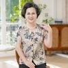 Женские летние блузки с цветочным принтом для пожилых людей, с коротким рукавом, на пуговицах, повседневные топы