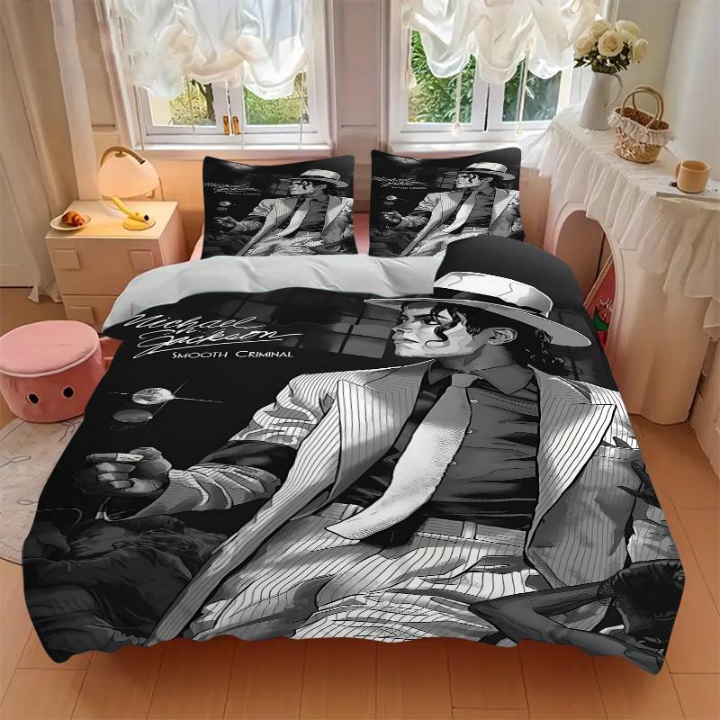 3Pcs Smooth Criminal Pose Bedding Set Quilt Cover Pillowcase Home Christmas Xmas Halloween Gift 1 Duvet Cover 2 Pillowcase M929136