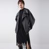 ELLE French Plaid Spliced Fashion Design Sheepskin Casual Loose Versatile Long Sleeve Double-Sided Wool Coat Women coats EN52470
