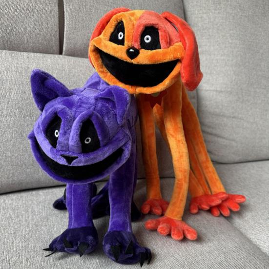 Страшный фиолетовый кот, улыбающаяся плюшевая игрушка, мягкая подушка с большим ртом, мягкая пушистая кошачья плюшевая игрушка, уникальный плюшевый кот для любителей игр, детей