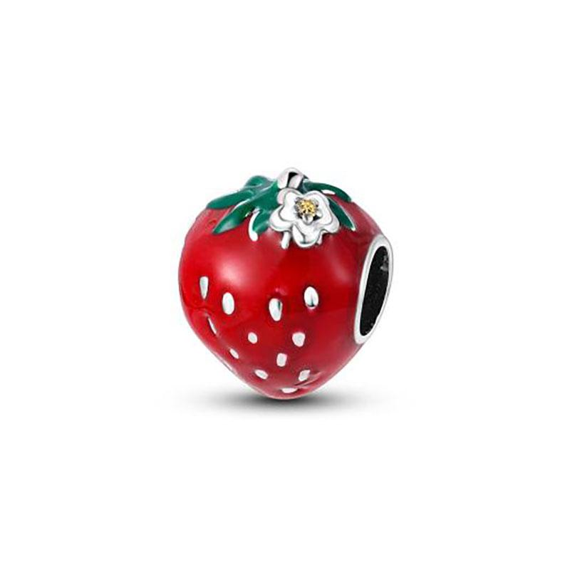 925 Silver Fruit Charms Pendants Strawberry Cherry Avocado DIY Jewelry Fit Bracelets Women Birthday Gift Fine 100% Sterling Silver