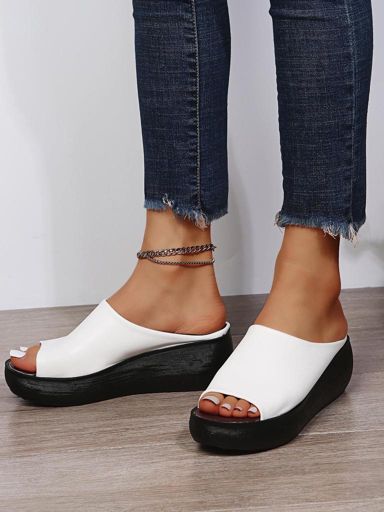 Women's Summer Outdoor Peep-Toe Wedge Slippers - Thick-Soled European and American Fashion
