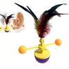 Cat Toys Interactive Cat Carousel Toy with Feather & Ball-Tumbler Teaser Wand for Kittens, Self-Rolling Relaxation Cat Play Toy