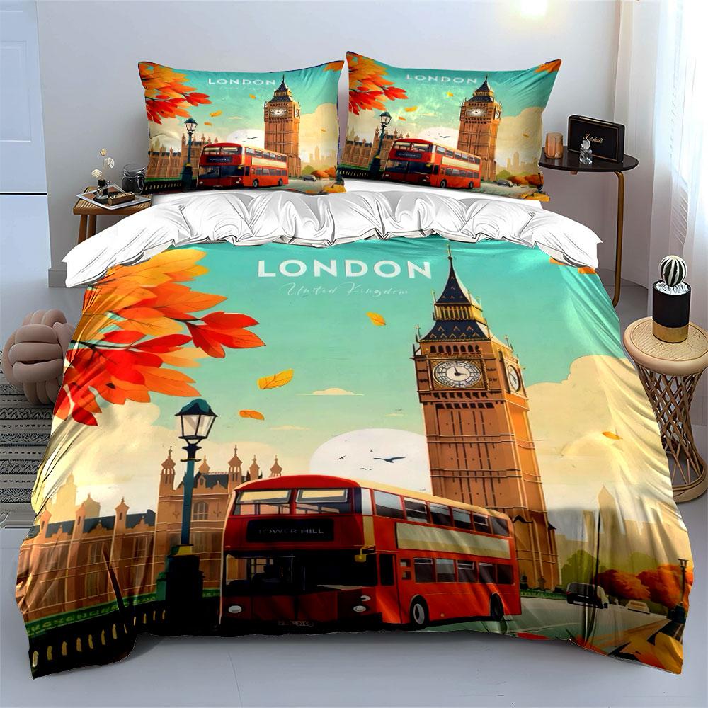 London Autumn Scenery Travel Set Exquisite three-piece bedding set gift for kids and adults