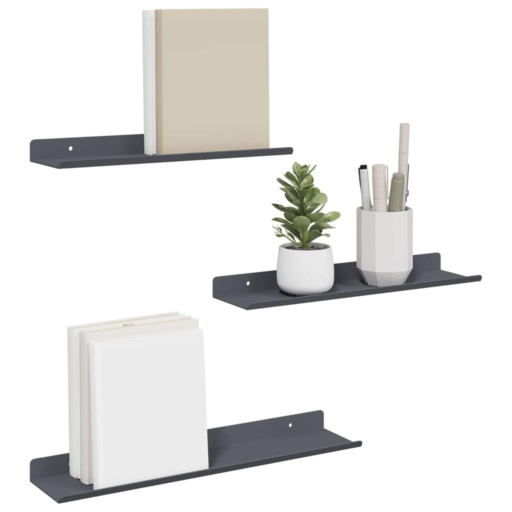 Floating Shelf Set 3 pcs Anthracite 40 x 9 x 2.5 cm Steel