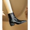 Женские короткие ботильоны на остром толстом каблуке, новинка 2025 года, осенне-зимние женские туфли, французская мягкая кожа, средний каблук, тонкие ботильоны, женские ботильоны средней высоты