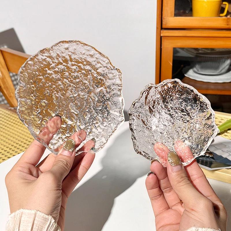 Прозрачный стеклянный поднос Декоративные подносы для хранения ювелирных изделий Кружка для кофе Фрукты Десерт Торт Тарелки Декор для рабочего стола Украшение стола