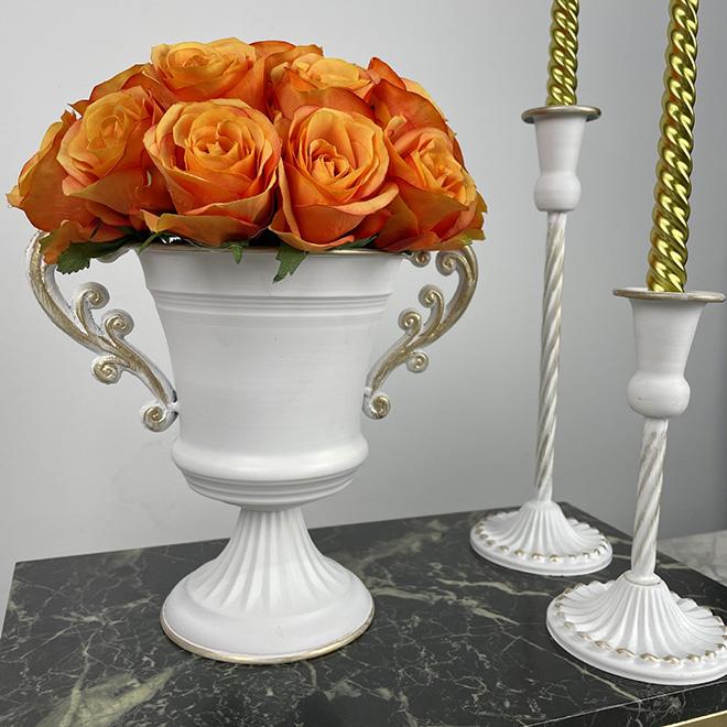 NEW Metal Urn Planter Trophy Cup Flower Vase Bow Vintage Style Flower Pot Wedding Centerpieces Vase for Wedding Party Decoration