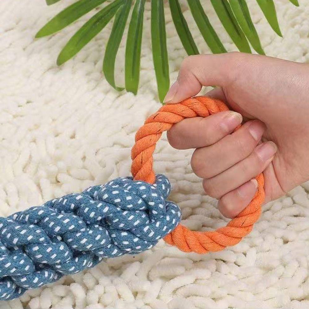 Bite-Resistant Double-Ring Dog Rope Toy Teeth Cleaning Chew Toy Medium Large Dog Breeds