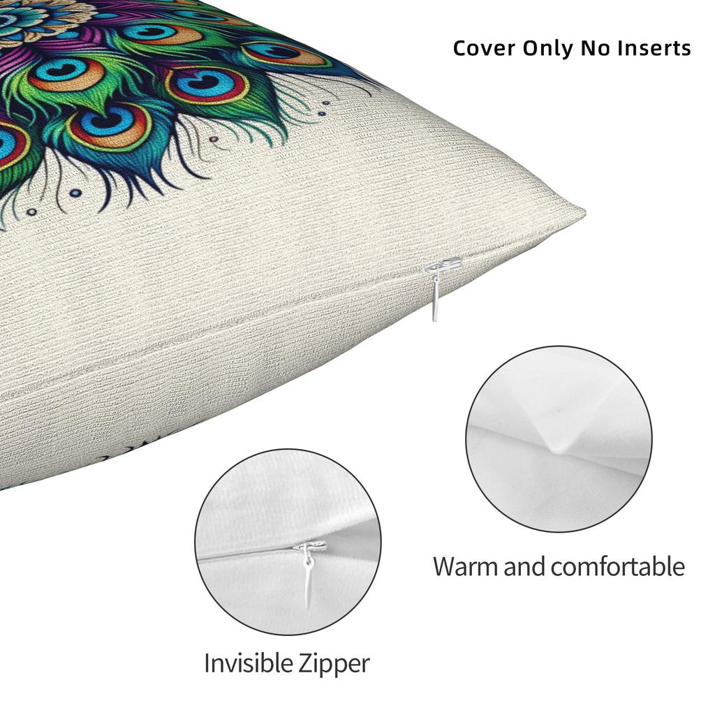 Peacock Feather Printing Pillow Cover Vintage Pillow Case For Chair Sofa Home Decor Design Pillowcases Gift Idea