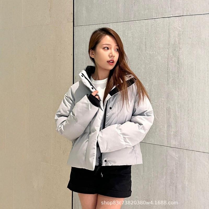 Canada Style Grandview Womens Short Down Jacket Black Label Stand Collar Winter Coat 2266WB