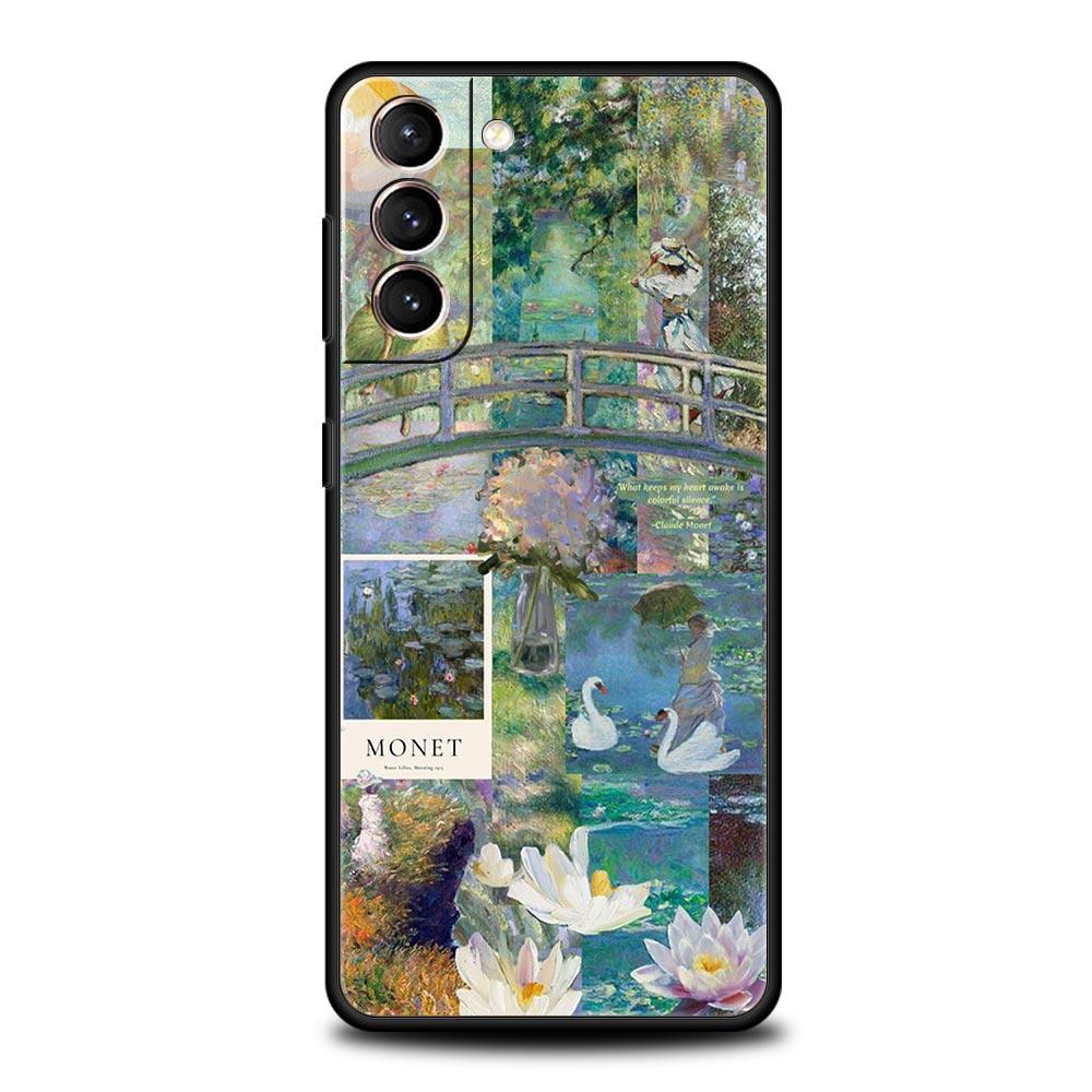 Чехол для телефона с картиной Клода Моне для Samsung Galaxy S26 Ultra S25 Plus S24 FE S23 S22 5G S21 S20 Черный Мягкий