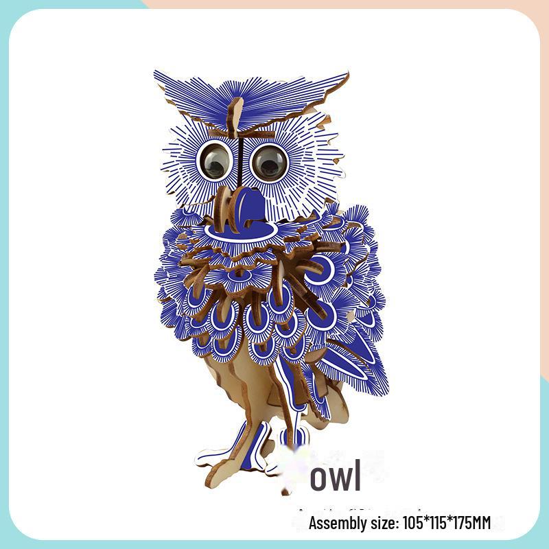 Милые животные DIY 3D деревянная головоломка для детей