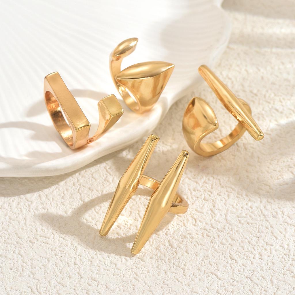 Больше. Новый набор колец Фэн, геометричный гладкий дизайн, открытое кольцо, универсальные и высококлассные украшения.