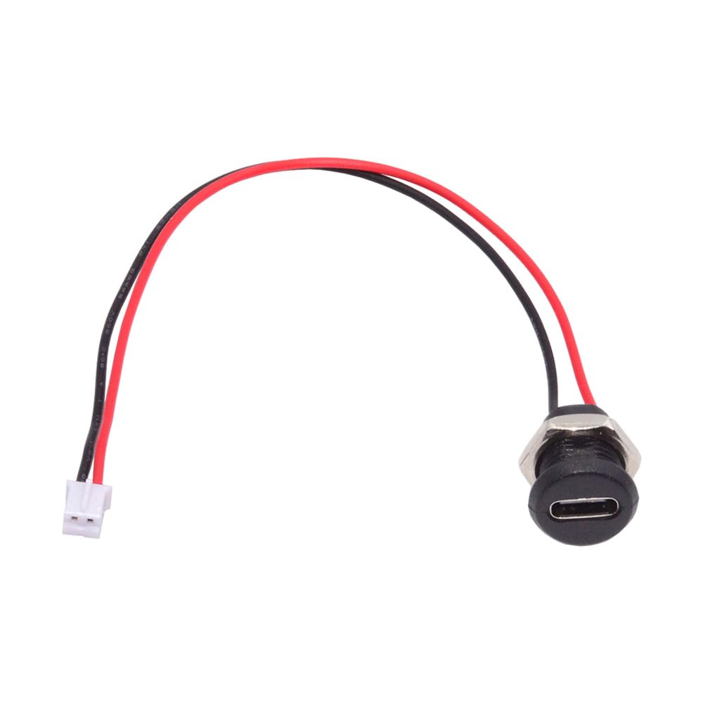 Cablecc Реверсивный гнездовой DIY OEM разъем Кабель Шаг Панельный монтаж DC 5V Питание 5шт/Набор Type-C - 2-контактный разъем, = 2,0 мм, Тип,