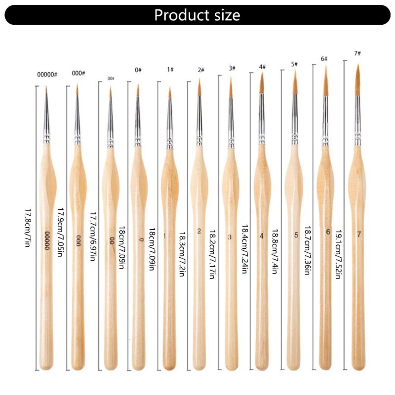11Pcs Fine Detail Paint Brushes Miniature Brushes for Acrylic Watercolor Gouache Oil Face Painting Scale Model Figurines