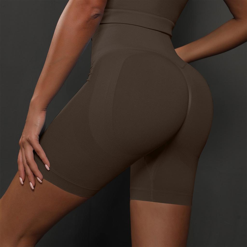 Women's Seamless Yoga Peach Pants, Running Fitness Shorts, Solid Color Shorts, Breathable Shorts