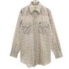 80s Made In USA Vintage Check Long Sleeve Western Shirt Beige Men's Used