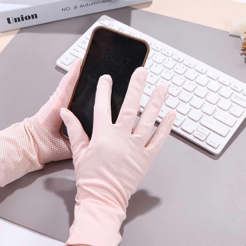 Five Fingers Gloves Cotton Solid Color Outdoor Mittens Women Driving Gloves Summer Sunscreen Gloves